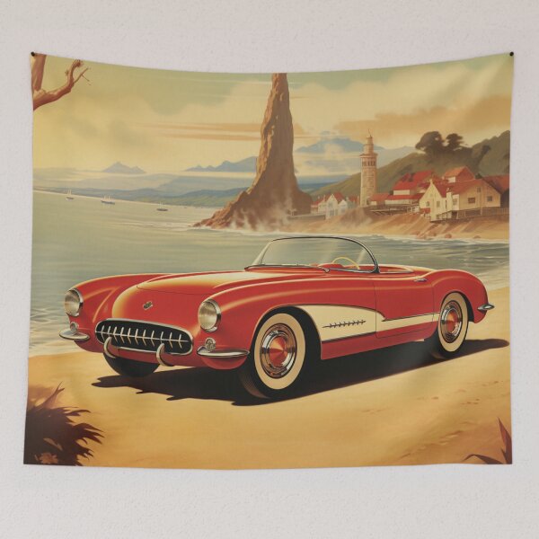 Item preview, A Vintage Red Cabrio Illustration designed and sold by GoodOldVintage.
