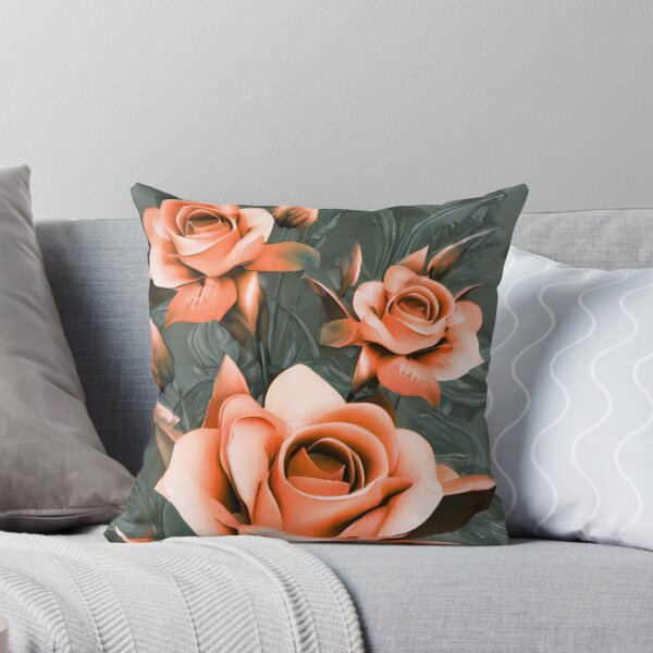 Item preview, Orange Floral Pillow designed and sold by Rell1970.