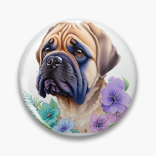 Item preview, Mastiff with Watercolor Flowers Sticker designed and sold by jmccur.