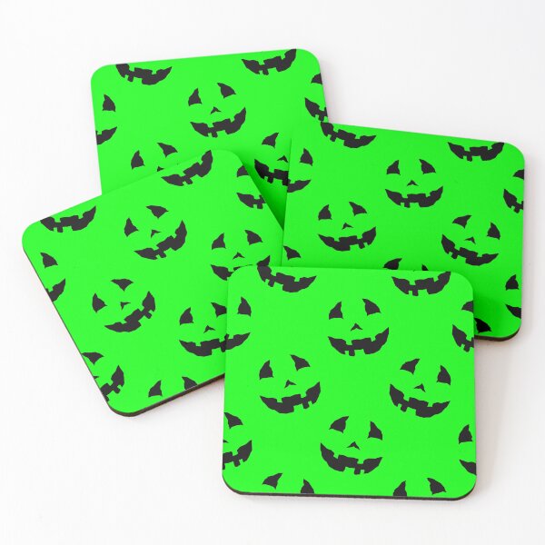 Item preview, creepy halloween pumpkin faces green designed and sold by Gossip Rag.