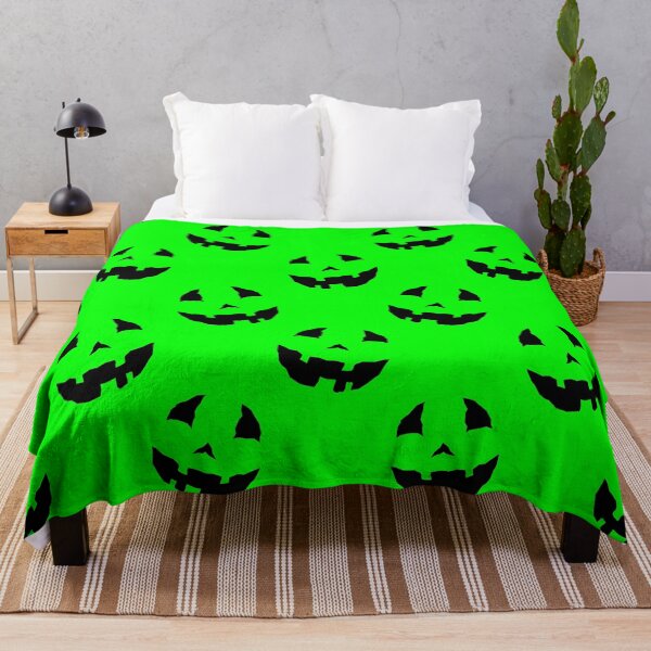 Item preview, creepy halloween pumpkin faces green designed and sold by Gossip Rag.