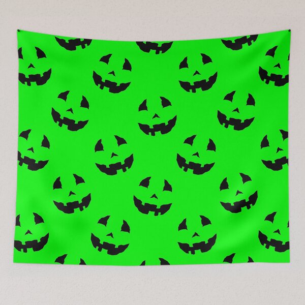 Item preview, creepy halloween pumpkin faces green designed and sold by Gossip Rag.