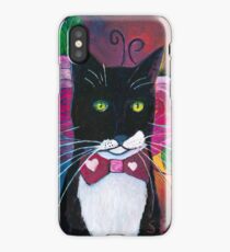 Tuxedo Cat and Pink Roses iPhone Case