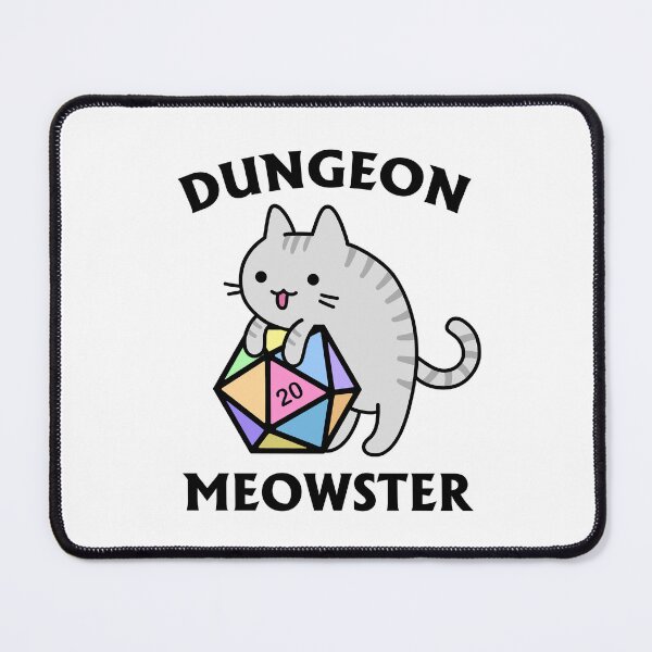 Item preview, Dungeon Meowster Grey Tabby Cat with Rainbow D20 designed and sold by Cute N' Nerdy Shop.