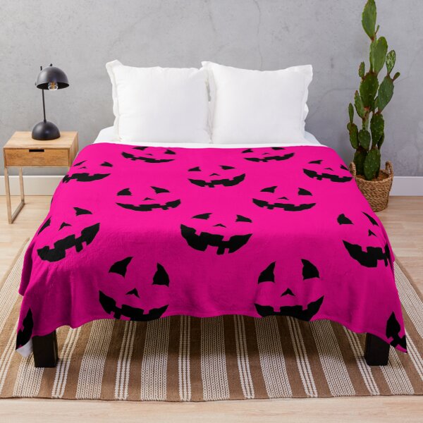 Item preview, creepy halloween pumpkin faces pink designed and sold by Gossip Rag.