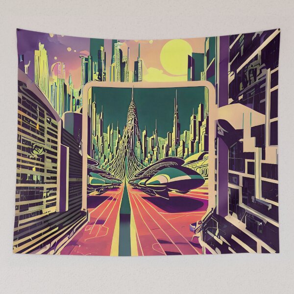 Item preview, Retro-futuristic sci-fi city designed and sold by ArthurVandelay.