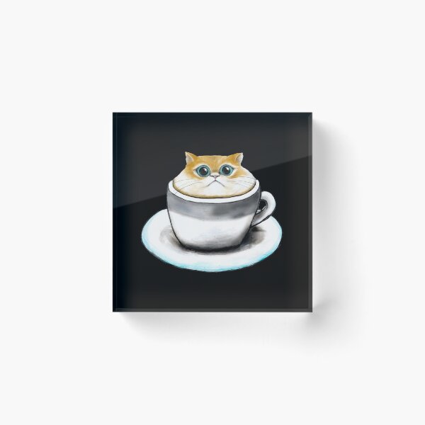 Item preview, Cat in a Cup acrylic painting designed and sold by Funsize-Art.