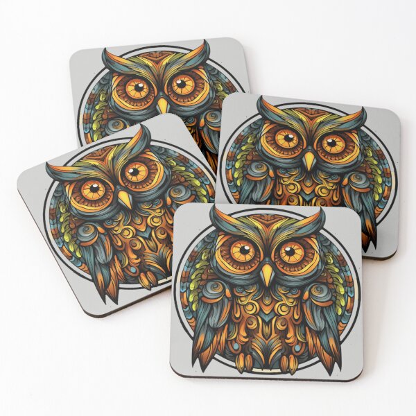 Item preview, colorful abstract owl designed and sold by TheTedShop.
