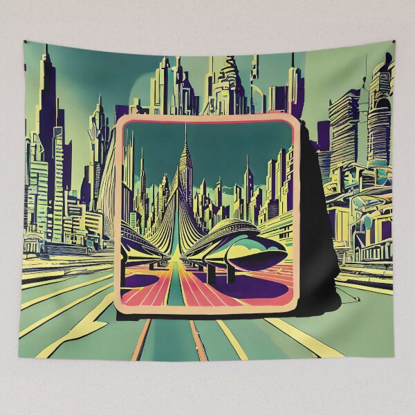 Item preview, Retro-futuristic sci-fi city designed and sold by ArthurVandelay.
