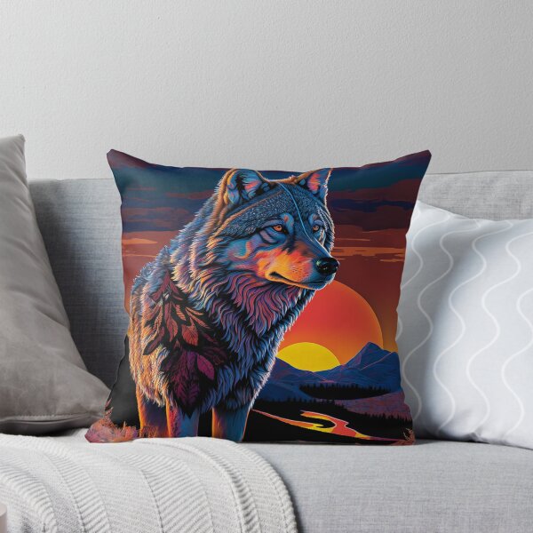Item preview, Colorful Wolf, mountain and sunset  designed and sold by iAkilles.
