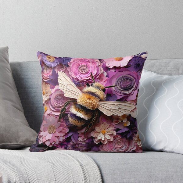 Artikelvorschau, 3D-Hummel und Blumen lila violett rosa entworfen und verkauft von Inktown.