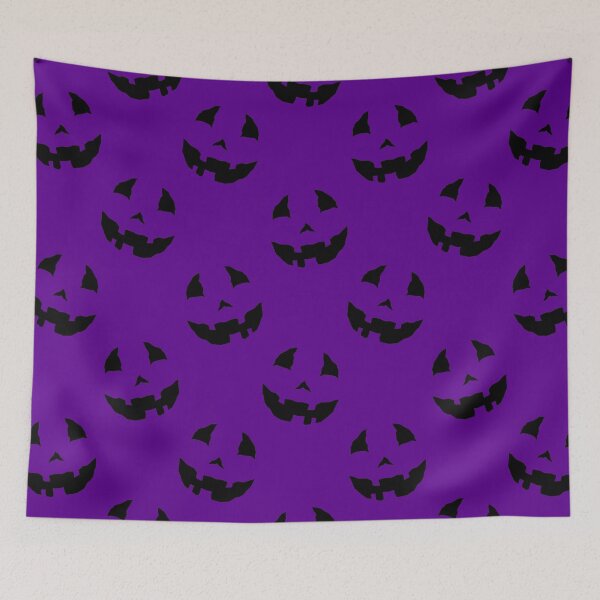 Item preview, creepy halloween pumpkin faces purple  designed and sold by Gossip Rag.