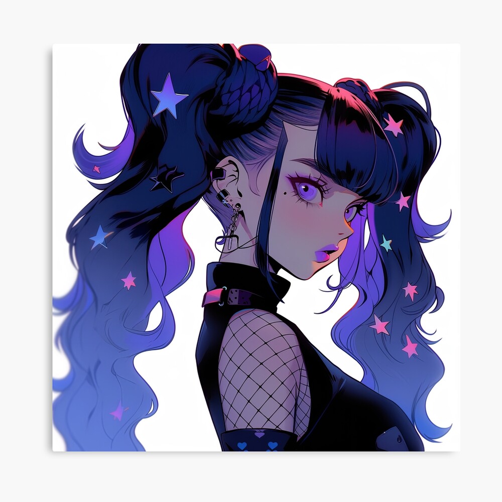 Cool Purple Goth Anime Girl