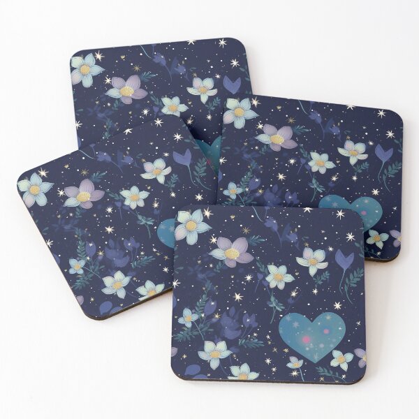 Item preview, TLouise Hearts and Pastel Flowers floating in a Starry Sky designed and sold by imginger755.