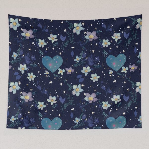 Item preview, TLouise Hearts and Pastel Flowers floating in a Starry Sky designed and sold by imginger755.