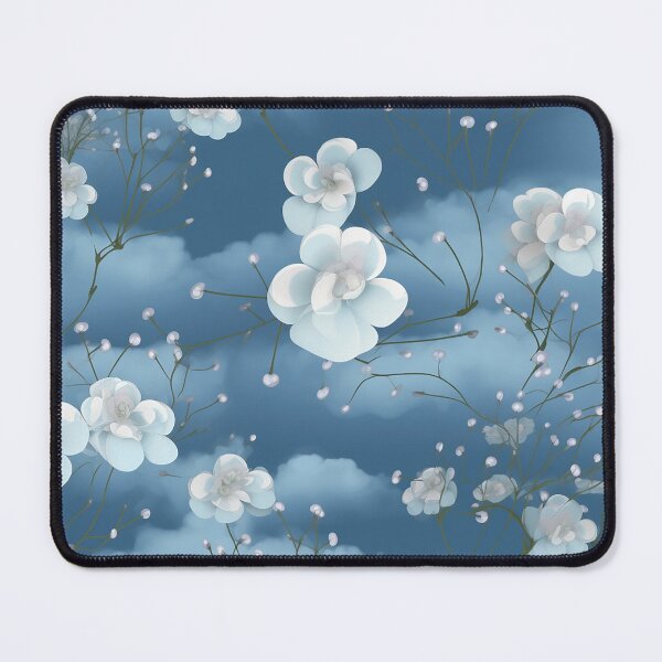 Item preview, TLouise Delicate Blue Forget-me-nots floating on a Cloudy Blue Sky designed and sold by imginger755.