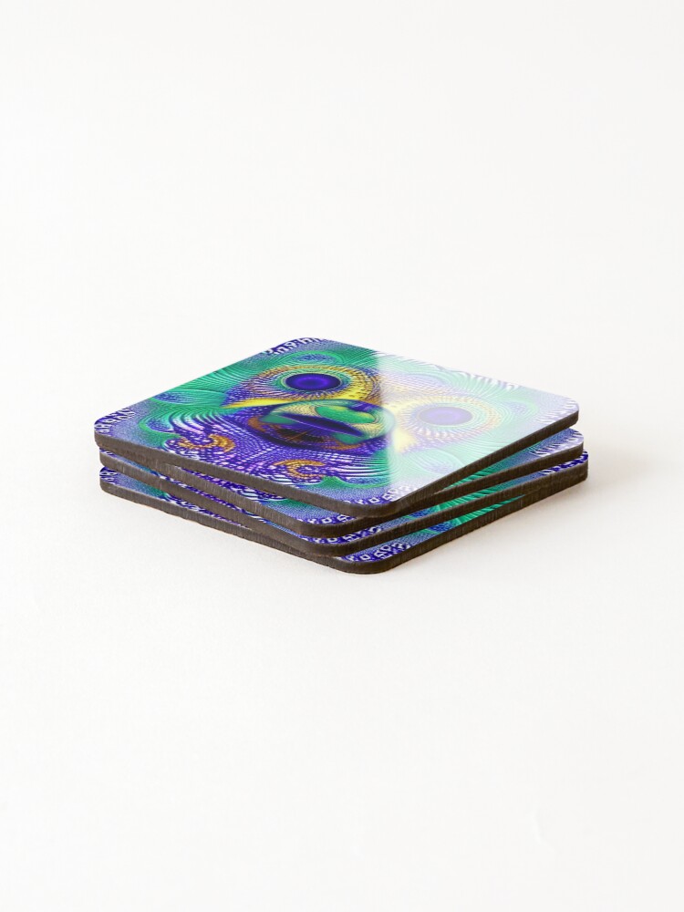Thumbnail 4 of 5, Coasters (Set of 4), Sloth - Psychedelic Pattern designed and sold by NomadicCreative.