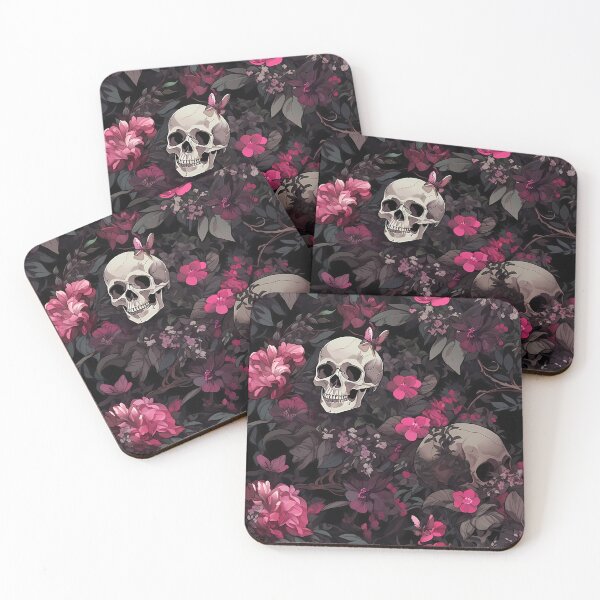 Item preview, Goth Garden of Skulls and Pink Flowers designed and sold by SweetClicks123.