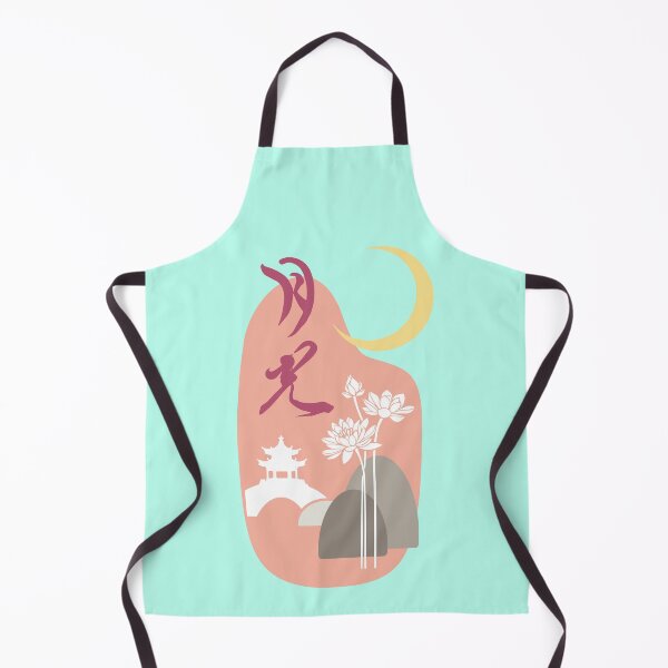 Item preview, Moon and Mountains with Lotus - 月光 Chinese Calligraphy Art (Pink Tone) designed and sold by PriestArt.