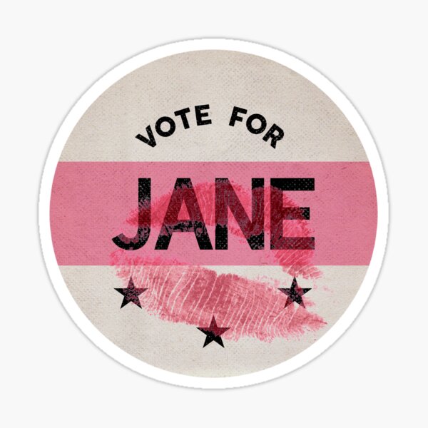 Vista previa del artículo con la obra «Rise of the Pink Ladies - ¡Vota por Jane!», diseñado y vendido por mangoesrepent.