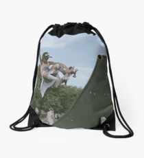 Punch the sky Drawstring Bag