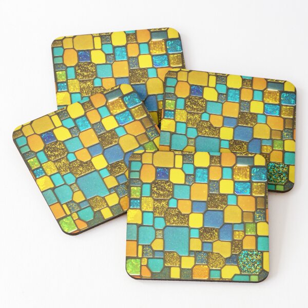 Item preview, Colorfull mosaic glascera and gold glitter pattern background. designed and sold by Jayjaynaenae.