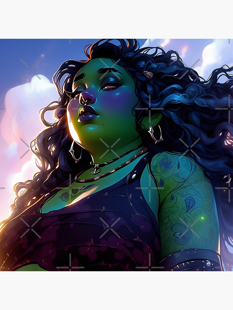 Cute Chubby Goth Tattooed Orc Girl | Poster