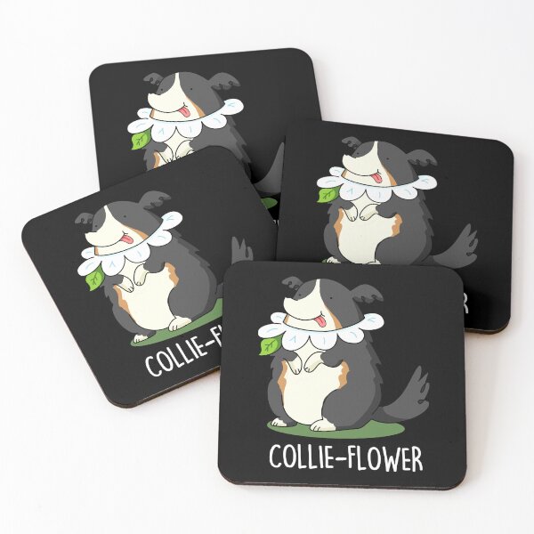 Item preview, Collie-flower Funny Border Collie Dog Puns (Dark BG) designed and sold by punnybone.