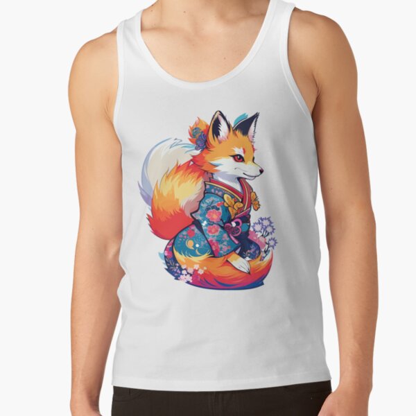 Kitsune Fox Tank Top Womens Festival Tank Japanese Fox With Bowl