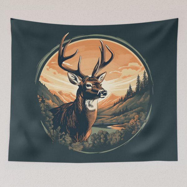 Item preview, Vintage Michigan Deer Hunting Illustration | UP North Art designed and sold by InkedBeasts.