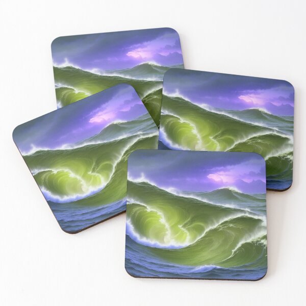 Item preview, Magical Ocean Waves Blue Yellow Sunset designed and sold by SassyArtistry.