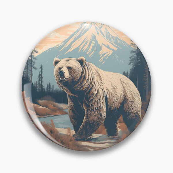 Artikelvorschau, Vintage Montana Grizzlybär Illustration | Wildtierkunst entworfen und verkauft von InkedBeasts.
