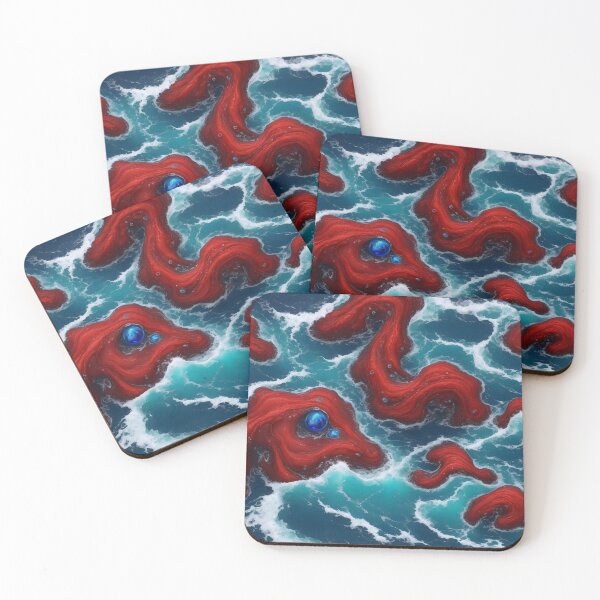 Item preview, Alien Magical World Pattern Ocean Waves Seashore Rocks Red Blue designed and sold by SassyArtistry.