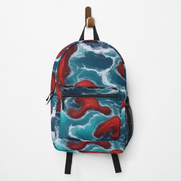 Item preview, Alien Magical World Pattern Ocean Waves Seashore Rocks Red Blue designed and sold by SassyArtistry.