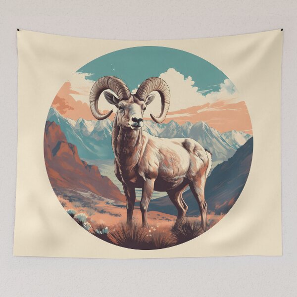 Item preview, Vintage Nevada Bighorn Sheep Illustration | Nature Art designed and sold by InkedBeasts.