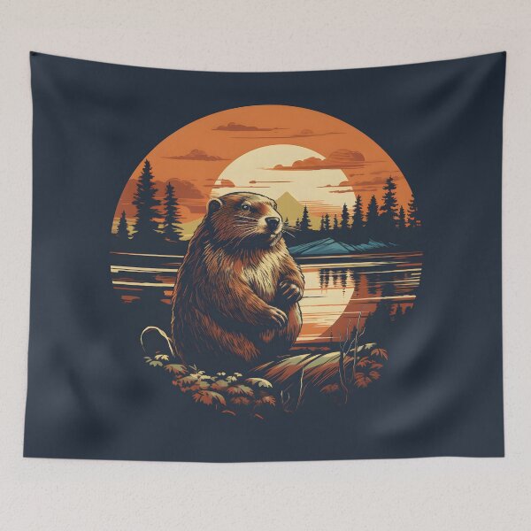 Item preview, Vintage Oregon Beaver Illustration | Nature Art from the PNW designed and sold by InkedBeasts.