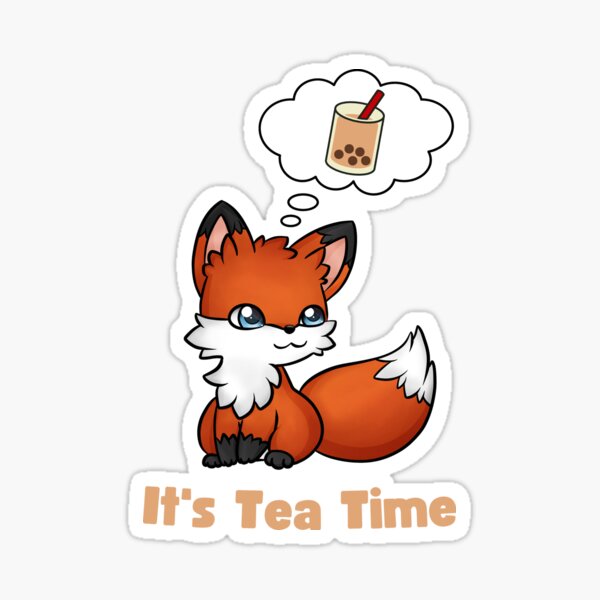 Item preview, Cute Baby Fox It's Tea Time Kawaii Fox designed and sold by Adamatsu-B.
