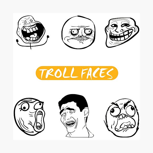 Meme Face Smiley Emoticon Yelow Funny Head Troll Art Print by mario's