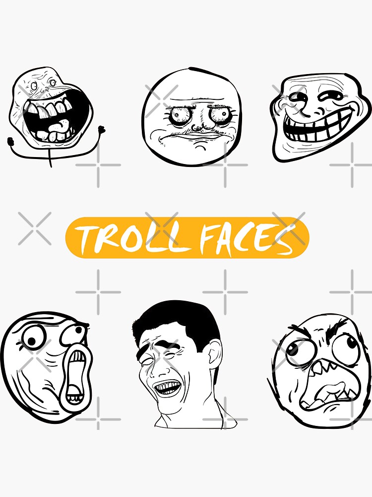 Trollface Sticker SMALL (66x55mm) meme coolface Troll Face