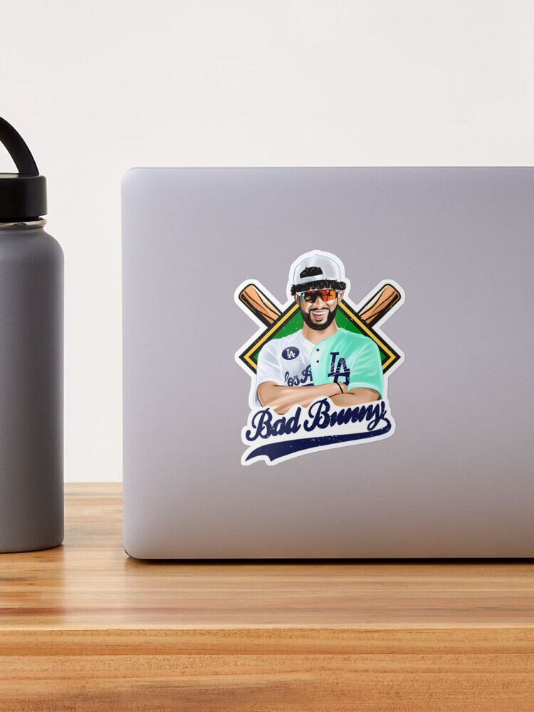 Bad Bunny in Los Angeles Baseball Jersey Sticker for Sale by