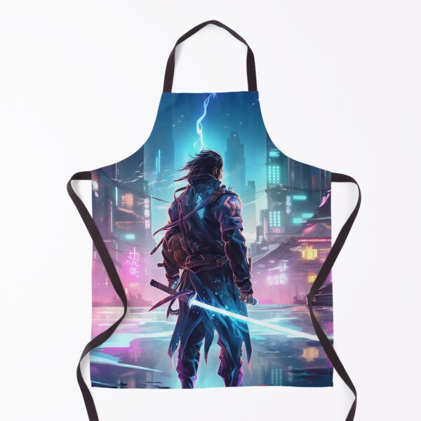 Item preview, samurai in a neon city with a glowing sword designed and sold by WarreNDelfRan.