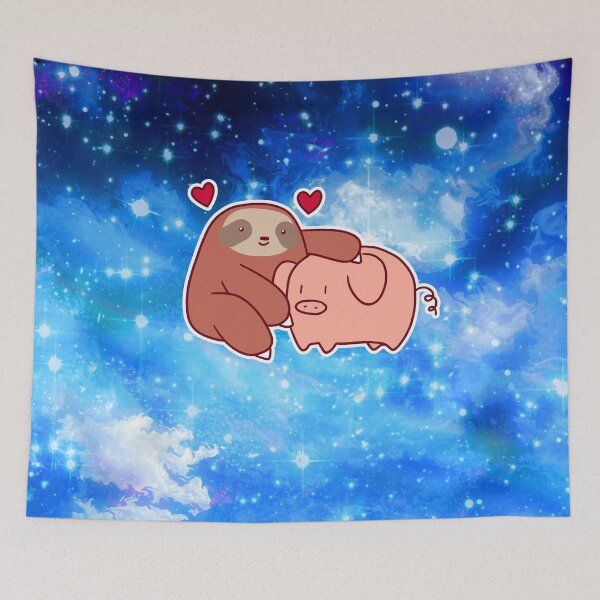 Item preview, Sloth Loves Pig Night Sky designed and sold by SaradaBoru.