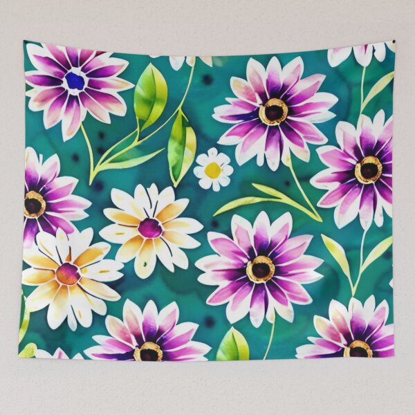 Aperçu de l'œuvre Kaléidoscope de couleurs dans les fleurs à l'aquarelle créée et vendue par OurBarcode.