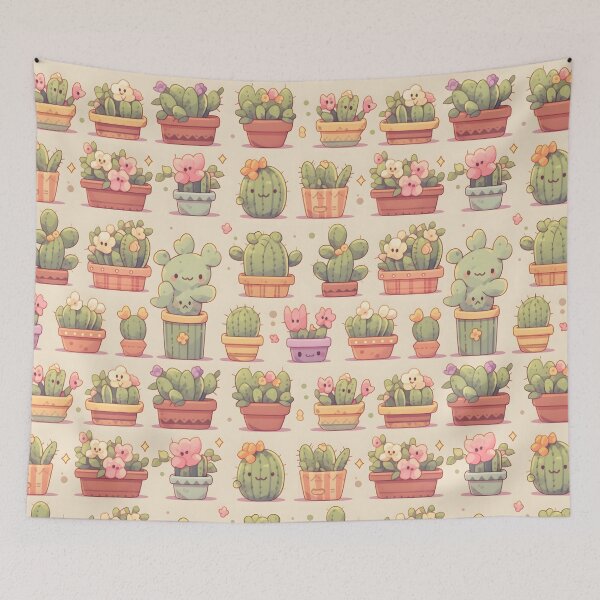 Item preview, Cute Adorable Cactus Kawaii Pretty Green Cactusses Pattern designed and sold by 18tokwa.