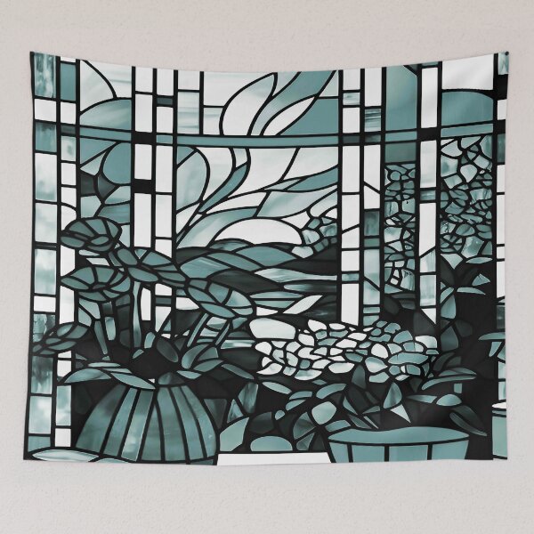 Item preview, Stainied Glass with Plants in Floral Garden Background designed and sold by deniselynnimage.