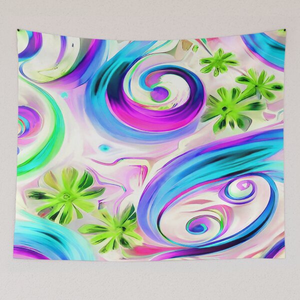 Aperçu de l'œuvre Abstract Twists and Swirls in Aqua aqua and Pink créée et vendue par deniselynnimage.