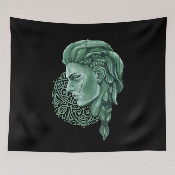 Item preview, Assassin's Creed Eivor Portrait with Celtic Pattern designed and sold by HighFives555.