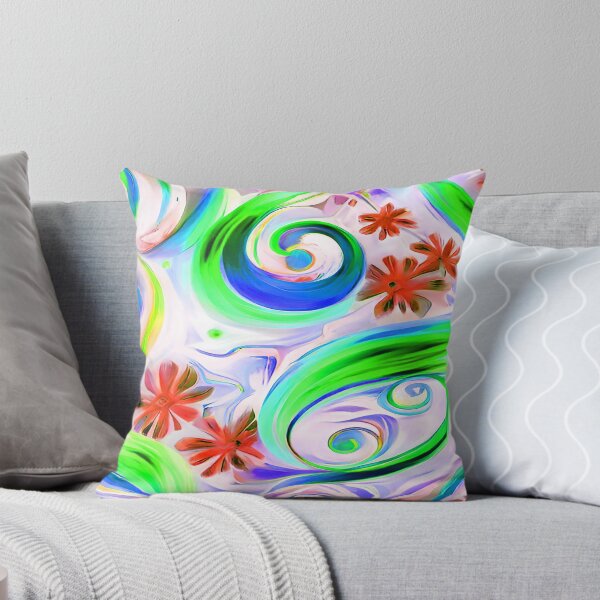 Artikelvorschau, Abstract Twists and Swirls in Lime and Blue entworfen und verkauft von deniselynnimage.