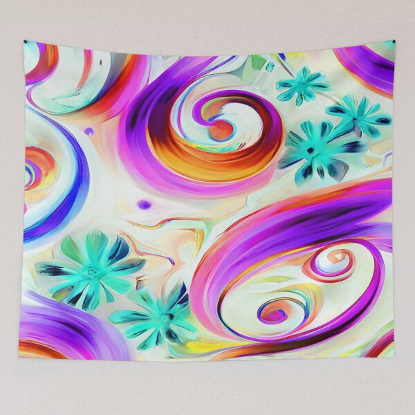 Aperçu de l'œuvre Abstract Twists and Swirls in Orange and Purple créée et vendue par deniselynnimage.