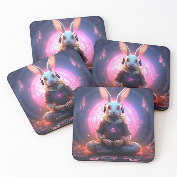 Item preview, Bunny with cosmo lights around it meditateing cyber designed and sold by Russellcurtis.